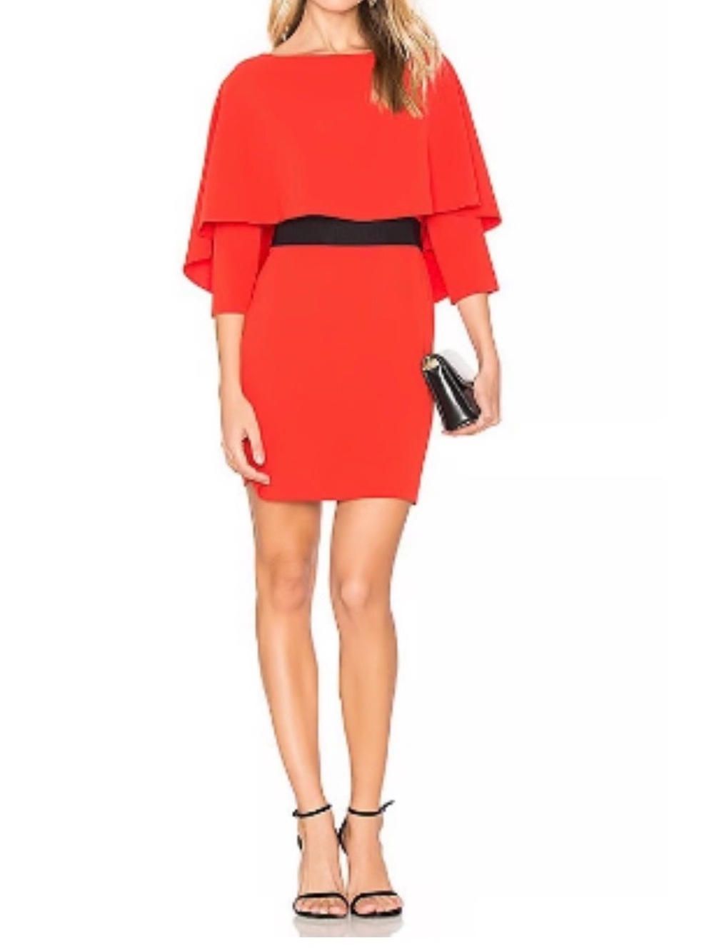 Alice + Olivia Red Cairo Cape Sheath Cocktail